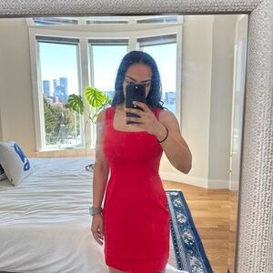 Everlane red square neck mini dress